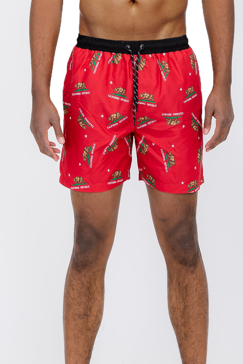 Duplicated Cali Rep Print Swim Shorts