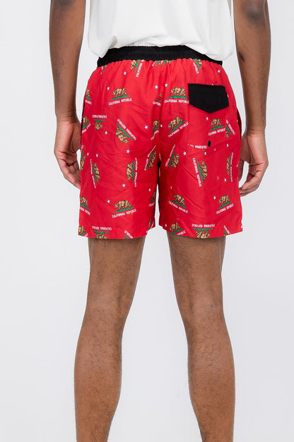 Duplicated Cali Rep Print Swim Shorts