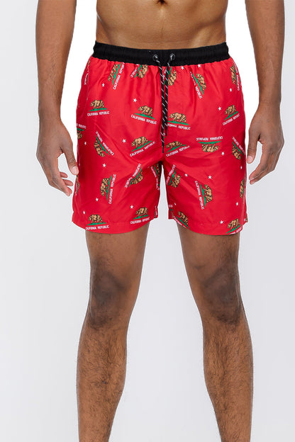 Duplicated Cali Rep Print Swim Shorts