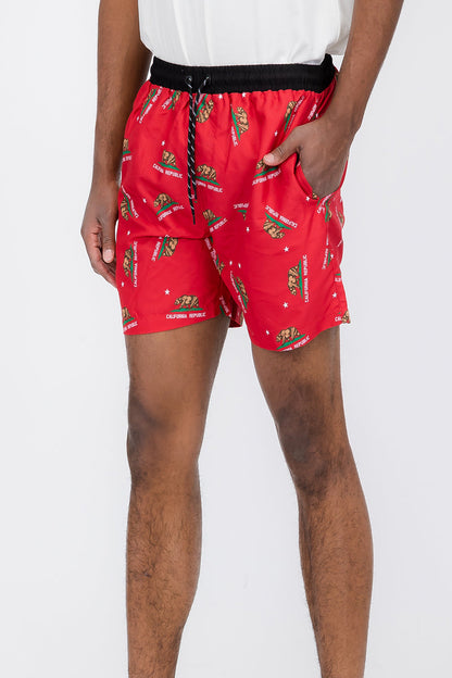 Duplicated Cali Rep Print Swim Shorts