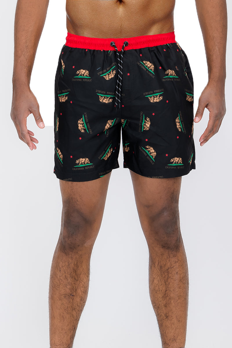 Duplicated Cali Rep Print Swim Shorts