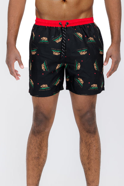 Duplicated Cali Rep Print Swim Shorts