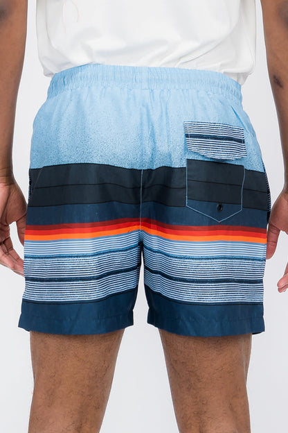 Striped Print Swim Shorts